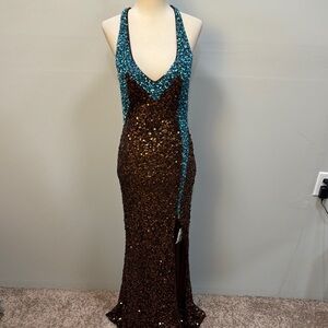 NWT Precious Formals embellished dress sz S, as is
